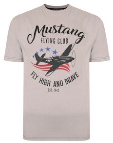 KAM Mustang Flying Club Print T-Shirt Ash
